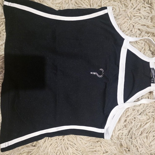 Black tank top like new, size S, with white trim and stones