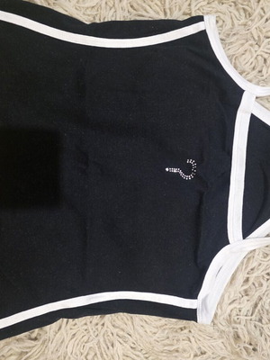 Black tank top like new, size S, with white trim and stones