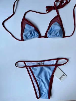 SunsetGo! bikini set, turquoise metallic and burgundy