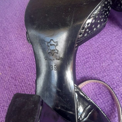 Rollini classic sandals used size 39 black with thick heel