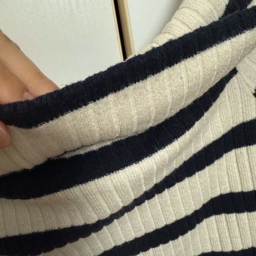 Stradivarius striped beige dark blue blouse used, size M