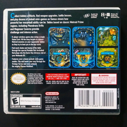 Metroid Prime Pinball Nintendo DS like new with rumble pack
