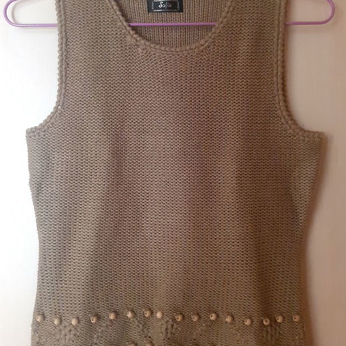 Women's sleeveless knitted blouse brown like new, size S