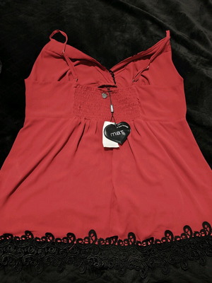 Mat blouse new, red with straps S/M
