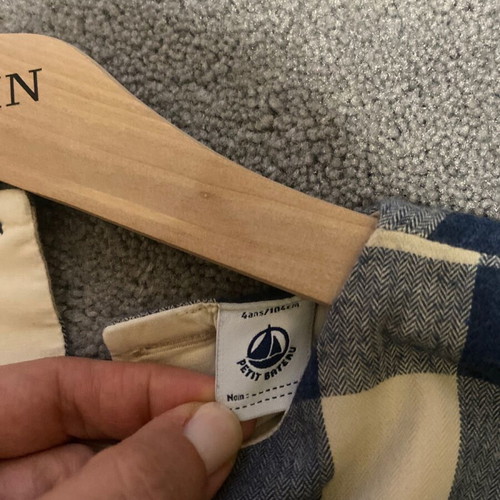 Petit Bateau blue check dress like new for ages 3-4