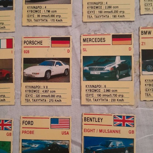 Collectible rare car cards like new, set of 16 pieces