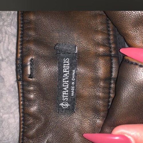 Leather skirt new brown mini with belt Stradivarius XS