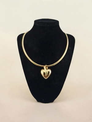 Veronese 18k Vermeil Silver 925 Necklace with Heart and Omega Chain