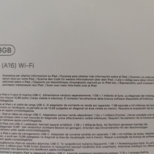 Apple iPad 11th Gen A16 Bionic Wi-Fi 128GB, sealed, blue