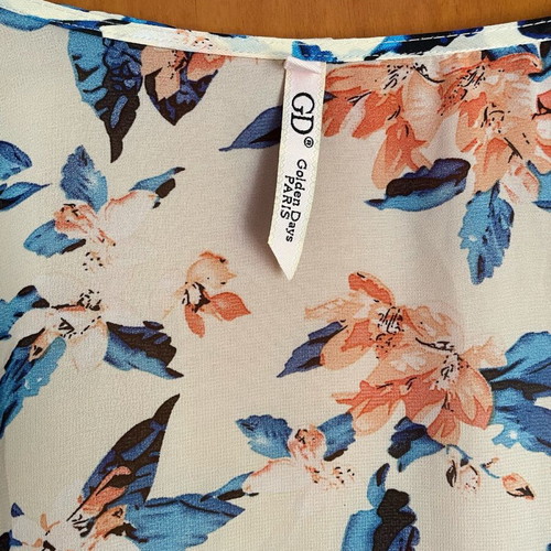 Kimono used with flowers and fringes one size beige multicolor