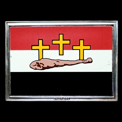 Silver bar 0.925 with colored screen print Rigas Feraios flag like new