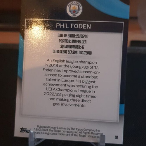 Topps Manchester City Team Set 2023-24 Phil Foden Cracked Ice like new