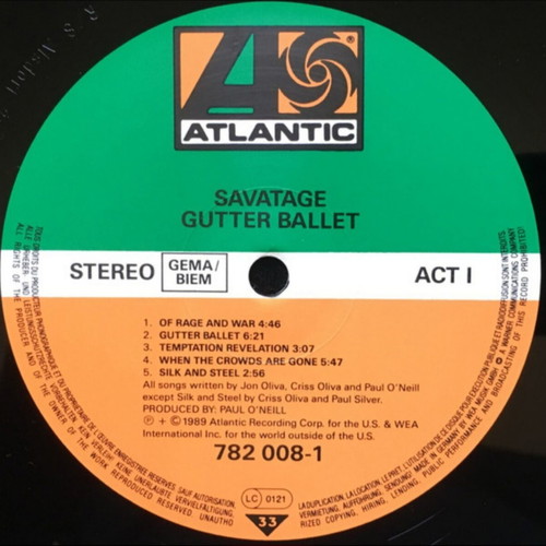 Savatage Gutter Ballet vinyl LP album, heavy metal