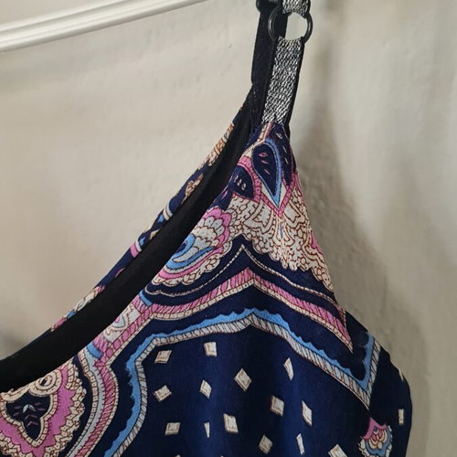 Flowy summer dress with paisley pattern like new, beige and blue