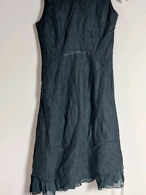 Λινό γυναικείο φόρεμα νούμερο S μαύρο casual midi
