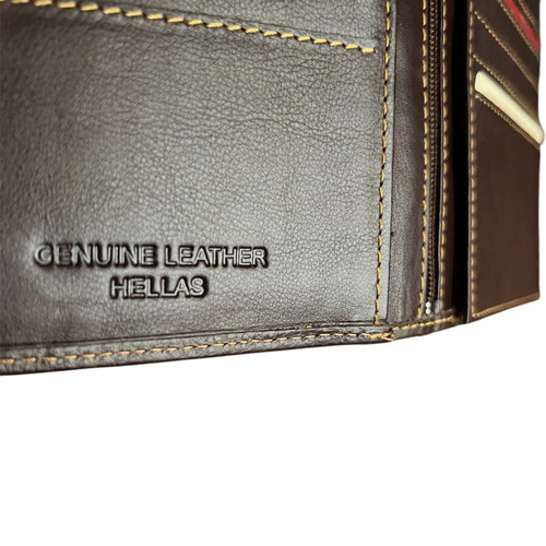 Leather wallet like new, brown, genuine leather Hellas