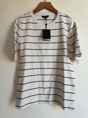 Massimo Dutti striped beige blouse with 3/4 sleeves new, size Large
