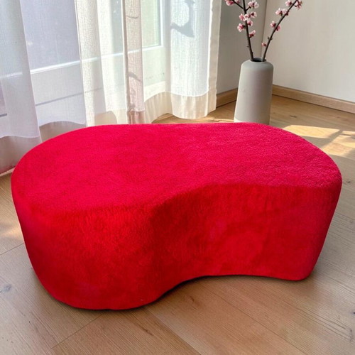 Teddy Bouclé Pouf Bench red 110x60x40cm new