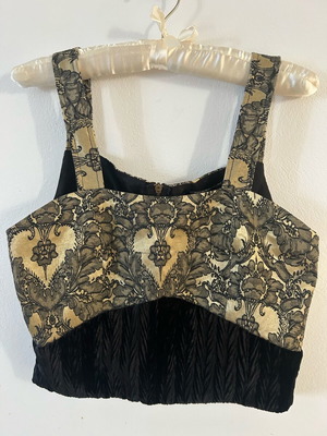 Nidodileda bustier top black velvet with gold brocade new size Small