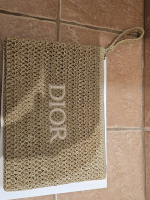 Dior Beauty woven clutch like new with box beige