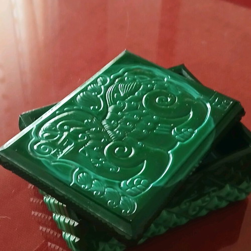 Czech malachite box with small defect