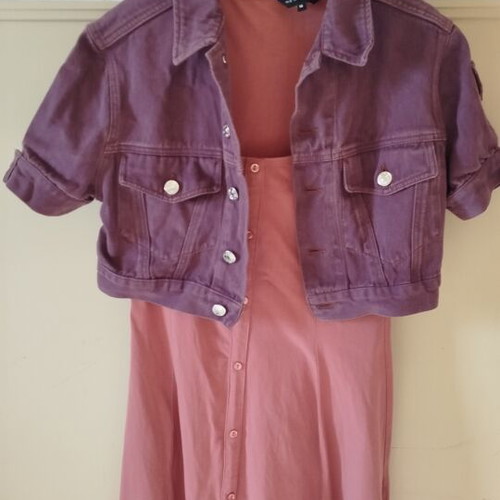 Esprit Cropped Denim Jacket size M like new with cotton dress gift