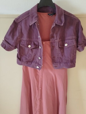 Esprit Cropped Denim Jacket size M like new with cotton dress gift
