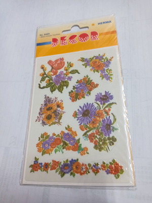 Embossed flower stickers used, 1 sheet