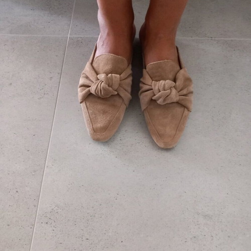 Zara mule beige suede with knot like new, size 37