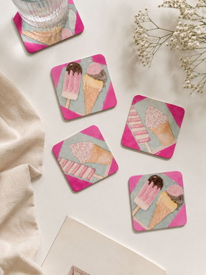 Handmade coasters pink set