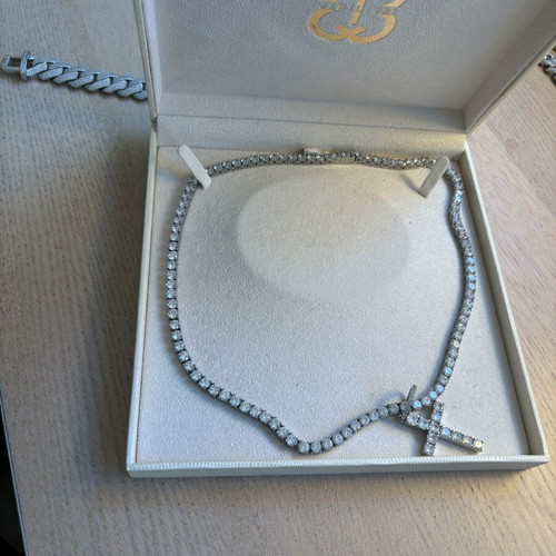 Tennis chain with cross 60 cm new from MMI Jewellers