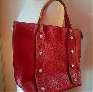 Μεγάλη γυναικεία κόκκινη τσάντα δερματίνη ALEXI ANDRIOTTI