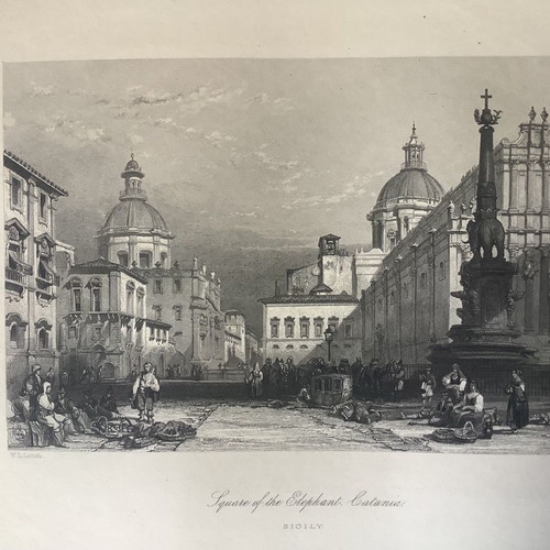 Chalcography 1840 Catania Elephant Square used 33x23cm