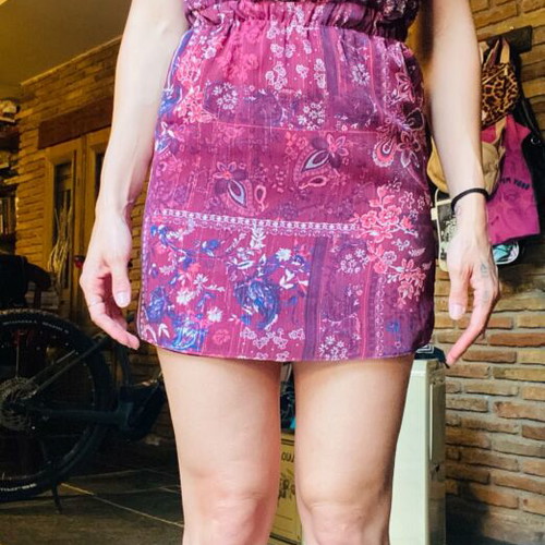 Mini dress with open back like new, pink and purple, XS