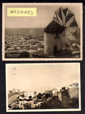 Old postcards, 2 together, Mykonos and possibly Rhodes