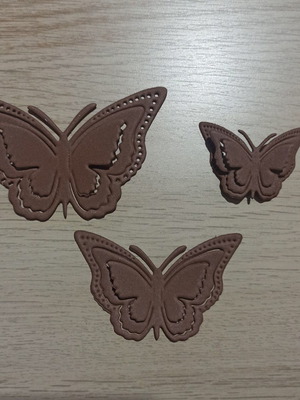 Foam butterflies brown color, new, set of 3 pieces