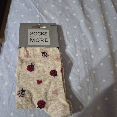 Socks new with ladybug and heart pattern