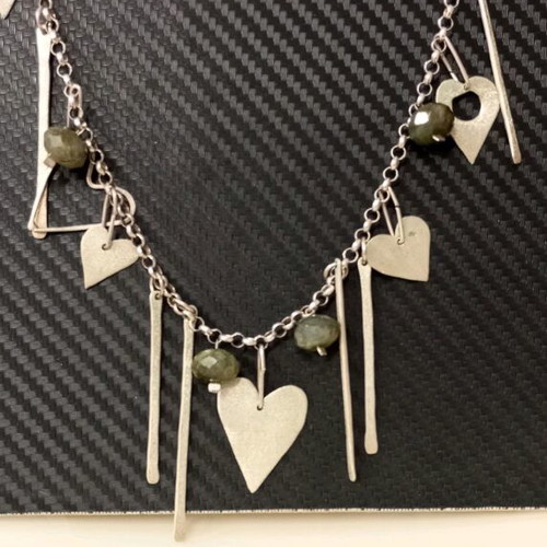 Silver 925 gold-plated necklace with mineral stones like new