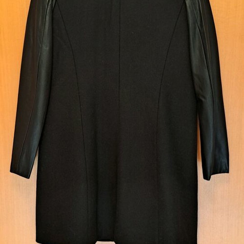 Wool coat with leather sleeves like new, size 42