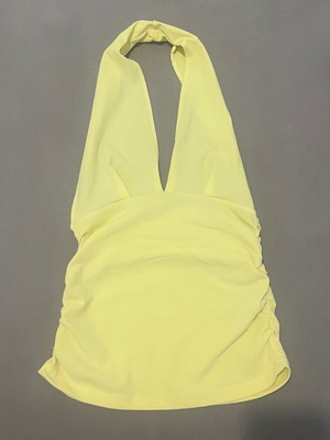 Zara halter top backless M yellow summer new