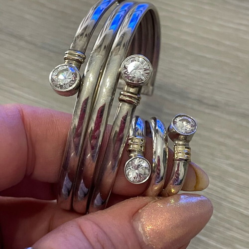 Silver gold 925, 585 bracelet and ring set used
