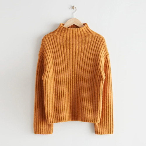 & Other Stories cableknit sweater used, orange, size S