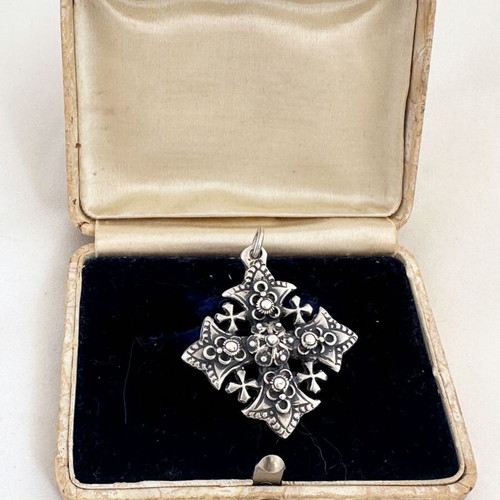 Vintage Malta Knights Cross silver 925 pendant used, handmade