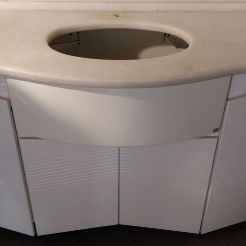 Bathroom furniture complete with sink and marble, used, Italian white lacquer