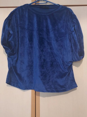 Velveteen blouse Doretta new, blue, one size