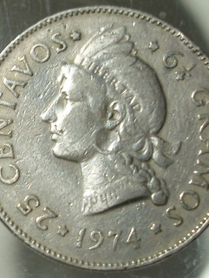 Νόμισμα 25 Centavos 1974 Δομινικανή Δημοκρατία μεταχειρισμένο
