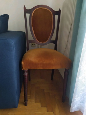 Vintage wooden chairs with velvet upholstery, set of 3, like new