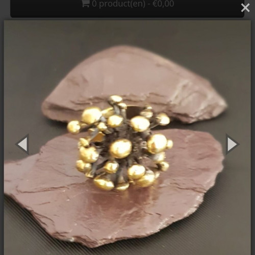Bronze ring, adjustable size, gold tone