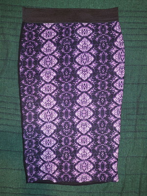 Elastic narrow skirt new, Miro design, black and purple