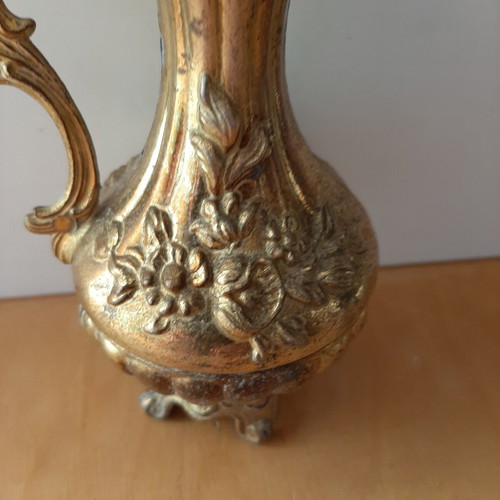 Vintage tin amphora 18cm used, copper-plated